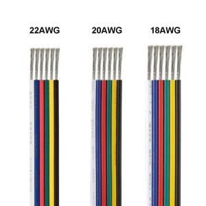 LED 스트립 커넥터 케이블 22AWG 6 핀 주석 도금 구리 와이어 절연 PVC 전선 5050 RGBWW CCT 리본 조명