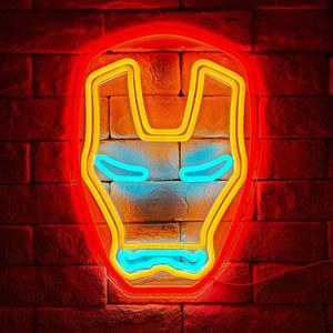 아이언 맨 네온 Led 로그인 마블 슈퍼 히어로 불빛 게임 룸 장식 홈 침실 바 파티 클럽 USB 전원 벽 램프