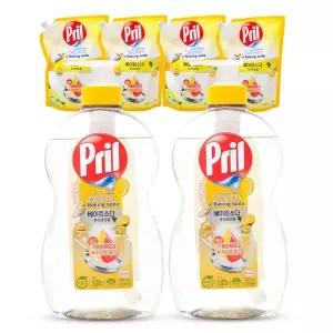 프릴 베이킹소다 주방세제 퓨어레몬 본품 700ml 2개 + 리필 1L 4개