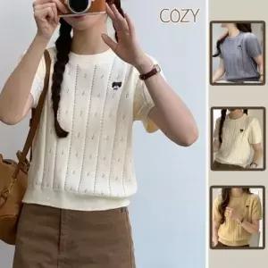 엠로트 반팔 스웨터 간절기최고 가디건 그레이 겨울 부드러운 여성 트렌디 니트 옐로우 가지색상 편안 아이