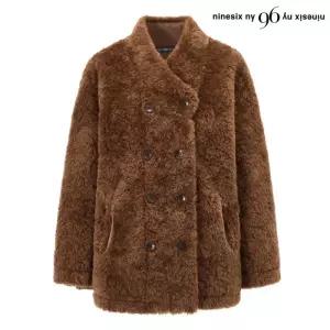 빈티지 더블 버튼 시어링 퍼 하프 자켓 (NP4JK018L0)