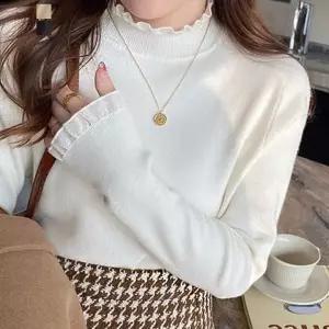 [페이릿][페이릿] 소프트 시스루 프릴 레이어드 니트 티셔츠