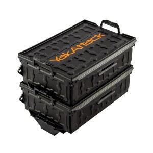 YakAttack TracPak 블랙 콤보 키트 u2013 2개의 쌓을 수 있는 카약 보관함, 퀵 릴리스 트랙 마운트 베이스 | 낚시 장비 및 태클 액세서리용 상자 시스템 컴팩트 보관함