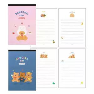 댄싱베어 패드편지지 2개(랜덤) 뜯어쓰는 기념일 팬시 캐릭터편지지 손편지