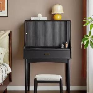 뷰로데스크 북유럽 피아노화장대 엔틱 원목 블랙 뷰로