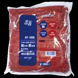 올품 케이블타이(적색) AP-300L 300mm(1봉/500EA) 부품 소모품 자재 파츠
