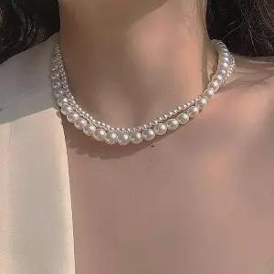 [골드스마일]여자 신상 진주 레이어드 목걸이 레이어드포인트진주