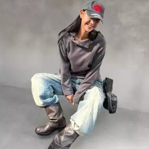 [다잇템] 여성 단추 롱슬리브 라글란 보온 사선 편한 후디 티셔츠_23916016_588872