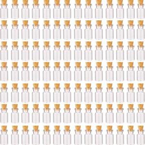 MaxMau 100pcs 1ml 작은 미니 유리병 병과 코르크 마개가 달린 바이알 DIY 아트 공예 결혼식 선물