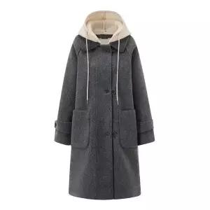 [하프클럽/르샵]소프트 니트 후드 탈부착 레이어드 롱 코트 (DP4JH006A)