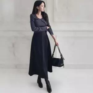 [하프클럽/]여성 새틴 플레어 A라인 체형보정 롱 스커트