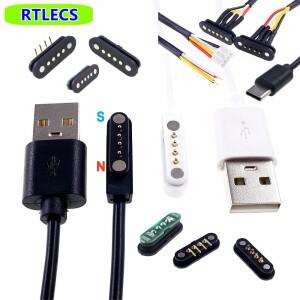 1/5 쌍 1.5A 마그네틱 포고핀 커넥터 4핀 스마트워치 남성 여성 2.54mm 간격 스프링 장착 DC 전원 USB C타
