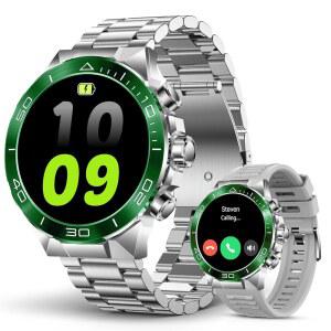 군용 견고한 남성용 스마트 워치, AMOLED 1.4인치 HD 스크린, 블루투스 통화 응답/확인, 혈중 산소/심박수/수면 트래커, 7-30일 배터리, iOS 안드로이드용 방수 피트니스 트래커