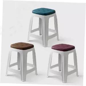 플라스틱 스툴 버튼 쿠션 사각 의자 카페 홈 인테리어 간이 보조 좌석