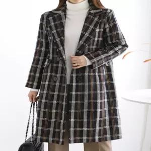 헤링본 타탄체크 누빔 울 롱코트_M2111CT701D_L4