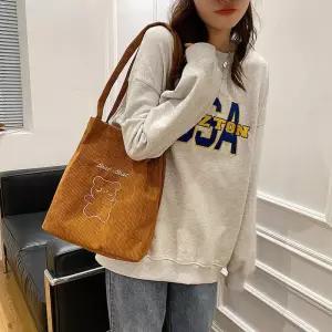 [라일리] Rly 베어프린팅 러블리 데일리 캔버스백 하이틴 캐주얼