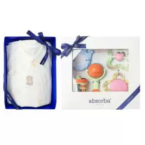 [갤러리아] (압소바출산,태교,배냇저고리세트)새싹곰오가닉배냇슈트+5종딸랑이세트(A1A-1012SET)