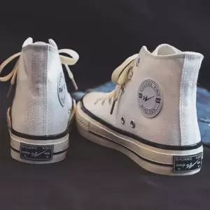 여성 캐주얼 하이탑 스니커즈화 모던 끈단화 캔버스화