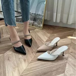 뾰족코 스트랩 여자 발등 메리제인 뮬힐 스틸레토힐