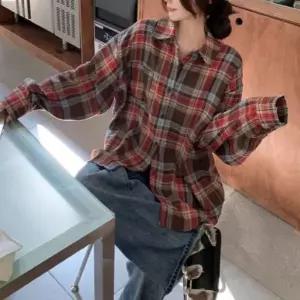 [하프클럽/]체크 인기 오버핏 셔츠 남방 긴팔