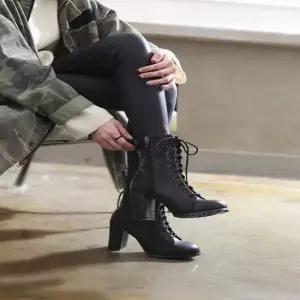 워커힐 둥근코 여자 레이스업 통굽 지퍼 키높이