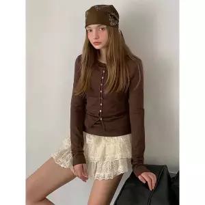 [하프클럽/] 스캘럽 레이스 캉캉 미니 스커트 (3colors)