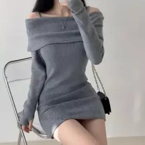 [하프클럽/]여성 러블리 오프숄더 미니 니트 원피스