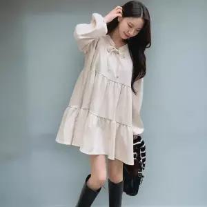 [하프클럽/]여성 사랑스러운 무지 벨벳 미니 드레스