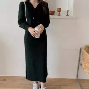 스웨터 부드러운 후드티 주말 롱 니트 엠로트 원피스 가디건 간편 여름 정장 트위드