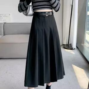 롱스커트 벨트플리츠 데일리핏 하이웨스트 A라인