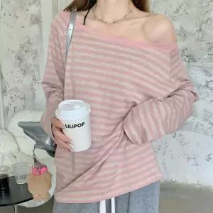 RNR-0143 오프숄더 티 박시 스트라이프