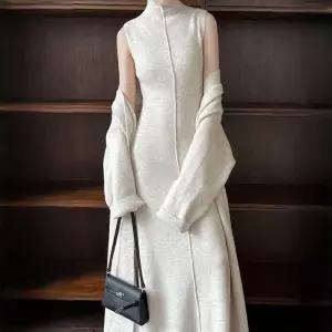 롱슬리브 투피스 니트 반목 3color