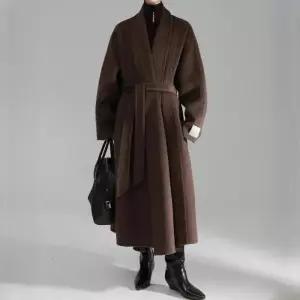 하이퀄리티 울무드 미니멀 겨울코트 로브롱코트 브라운