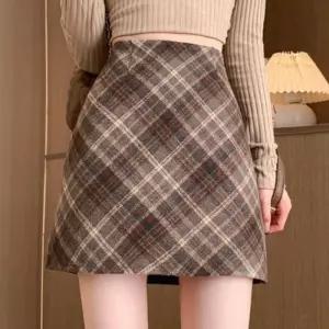 여성 스커트 하이웨스트 데일리 겨울 치마 겨울 체크 체크스커트 치마 코디 데일리 모
