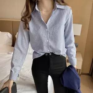 여성 셔츠 짝꿍닷컴 스트라이프 루즈핏 롱셔츠 모던