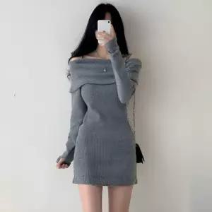 골지 여리여리 페미닌 오프숄더 원피스