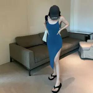 슬림핏 슬릿 나시 클럽원피스 바캉스 롱원피스 언발