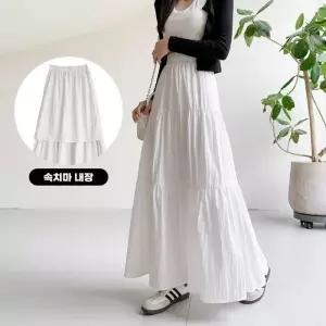핀 롱치마 하이웨스트케이크롱스커트 롱스커트 셔링 밴딩스커트 치마