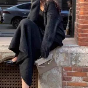 포근 브이넥 롱스커트 니트투피스세트 홈웨어