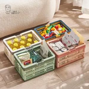 손잡이 펜트리 수납함 바스켓 정리함 폴딩 피크닉바구니 접이식