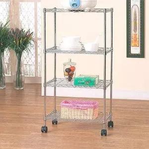 조립식 4단 베란다 장 앵글 바퀴 철제 다용도선반 틈새수납 0 이동카트 메탈랙