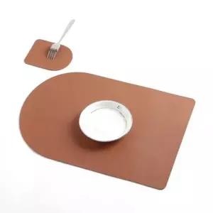 양면 식탁매트+컵받침 주방매트 가죽 플레이트매트 가죽식 다용도매트 테이블 홈파티