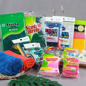 수세미 모음 제로스크래치 망사 녹색 3M 스펀지 아크릴 욕실용 행주 만능크리너