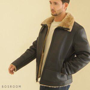 [보스룸][BOSROOM]남성 이더슨 도톰한 천연 양털무스탕자켓 B3 네이비