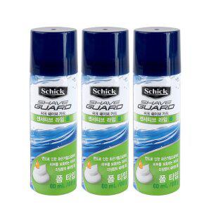 [SCHICK](3개)쉬크 쉐이브 가드 센서티브 라임 폼 60ml