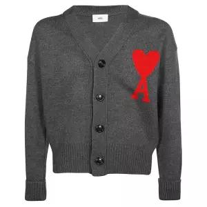 [명품] 24FW 여성 빅하트 로고 자수 가디건 그레이 UKC002 018 067