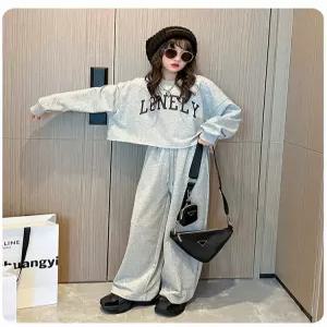 여아 주니어 론리 크롭  맨투맨 봄 가을 트레이닝  초등학생 상하