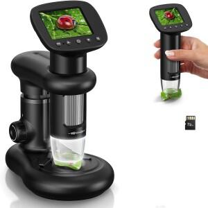 RIEVBCAU 휴대용 디지털 현미경(2인치 LCD 화면 포함) 8개의 있는 1000X 포켓 동전 돋보기, PC