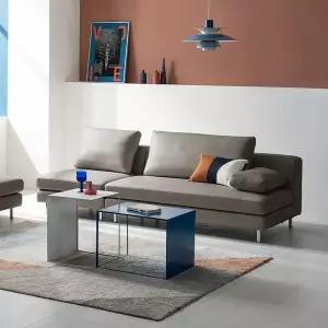 [다우닝]슈가 2인 오픈형 모듈 전체 천연 면피가죽 소파+스툴