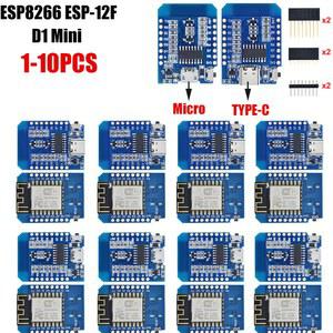 WeMos 미니 TYPE C, 마이크로 USB, ESP8266 ESP 12F CH340G V2 모듈, 와이파이 D1 개발 보드, Arduino용 핀 포함, 3 3V, 1 10